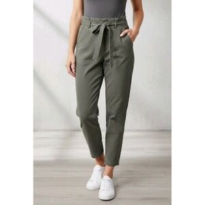 Express Pants Womens 12R Gray Extreme High Rise Stretch Belted Casual Tapered